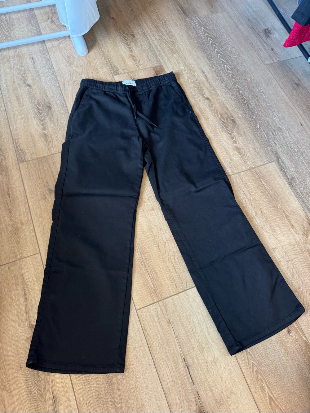 DUER Women’s Black Pull-On Wide Leg Pants Drawstring Stretch Size XL